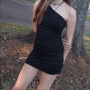 SHEIN Black One-Shoulder Dress